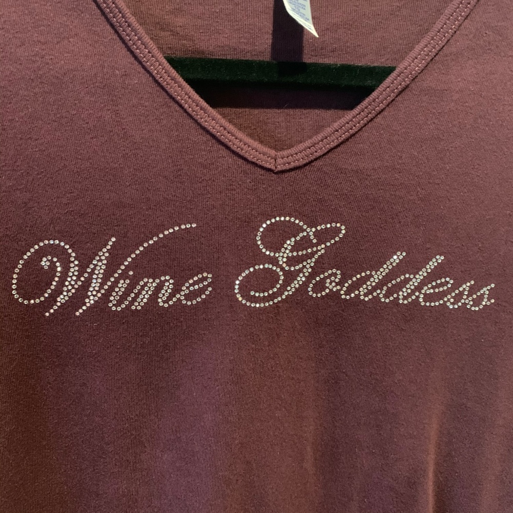Burgundy "Wine Goddess" Bling T-Shirt XL